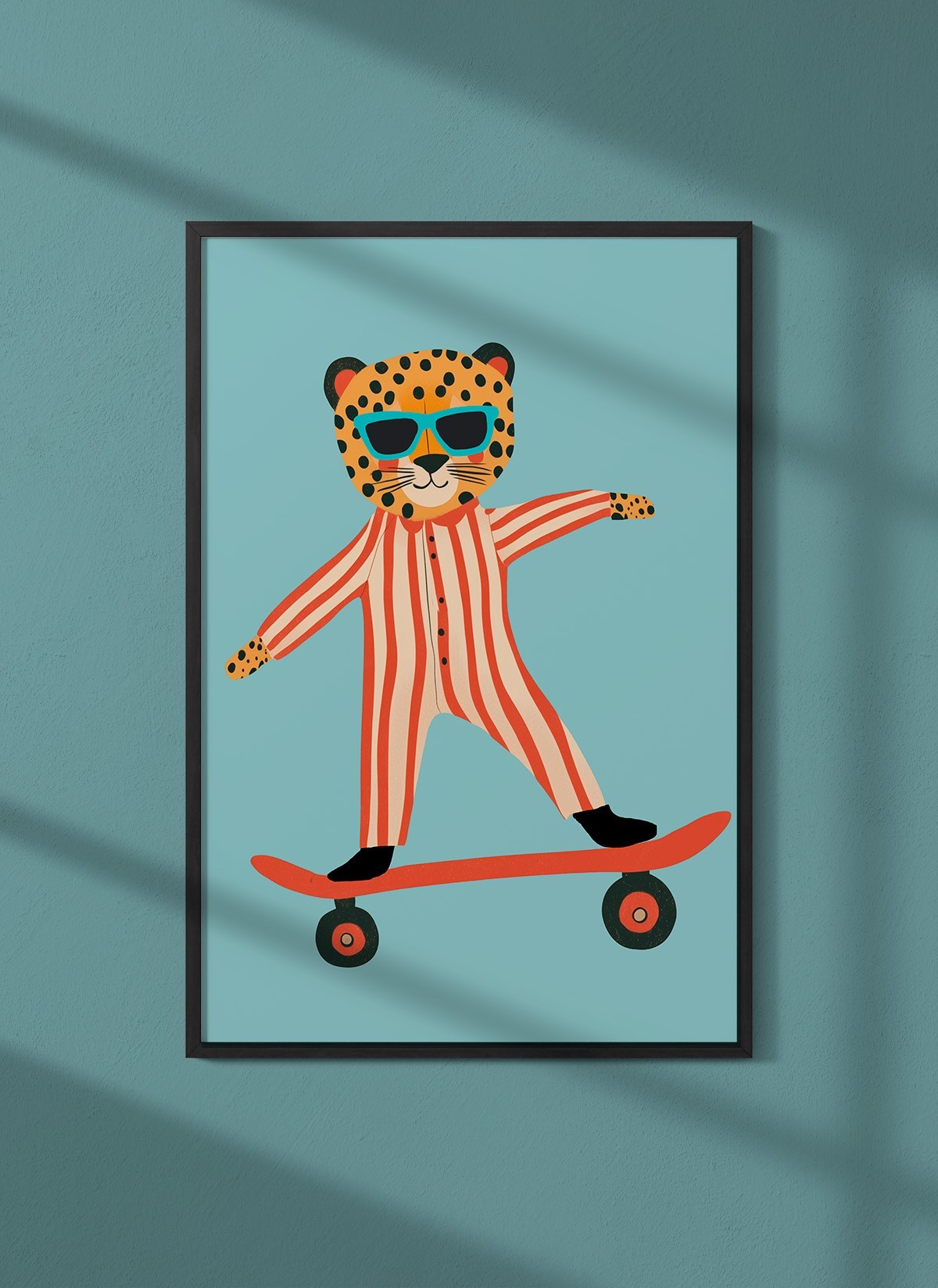 Affiche Guépard sur skateboard