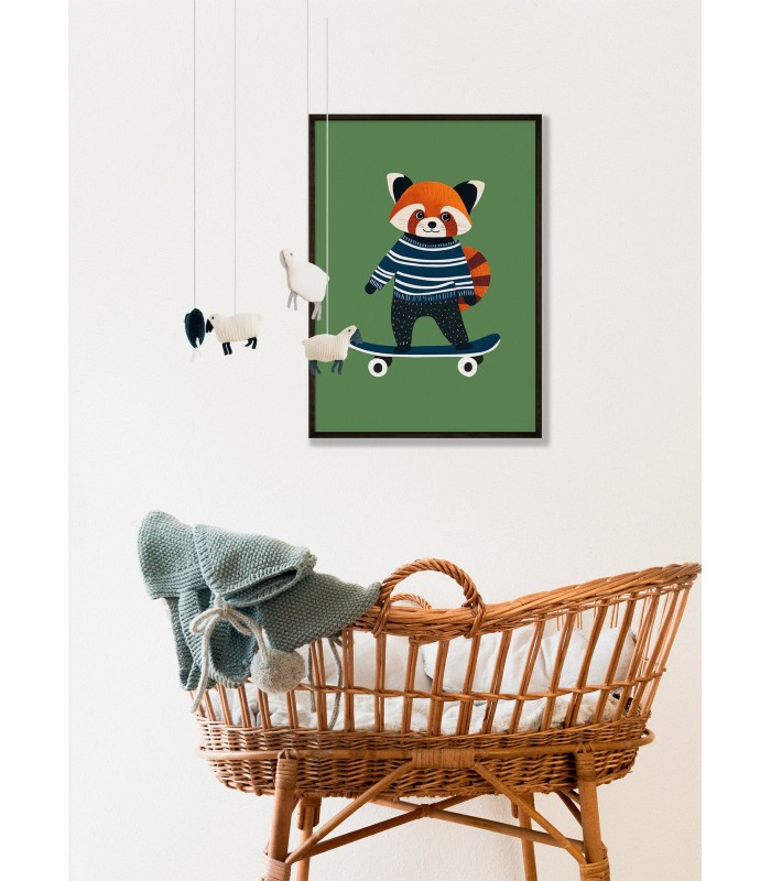 Affiche Panda roux skateur