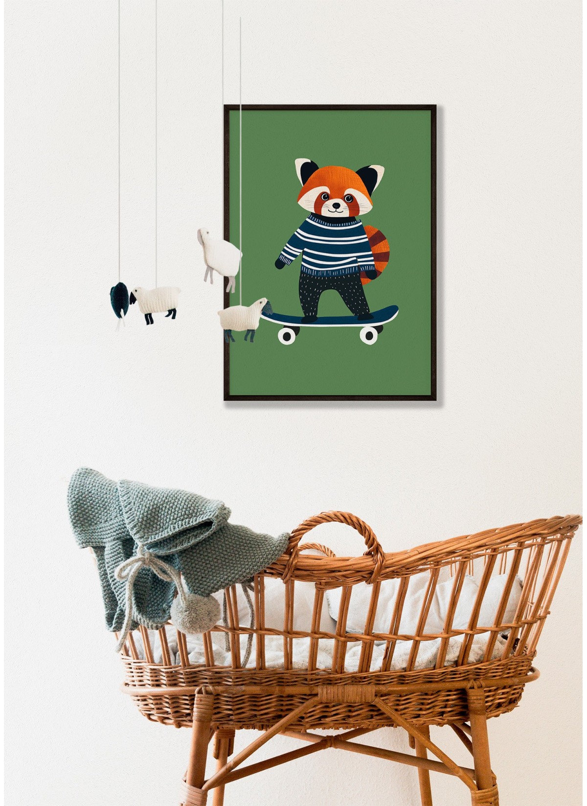 Affiche Panda roux skateur