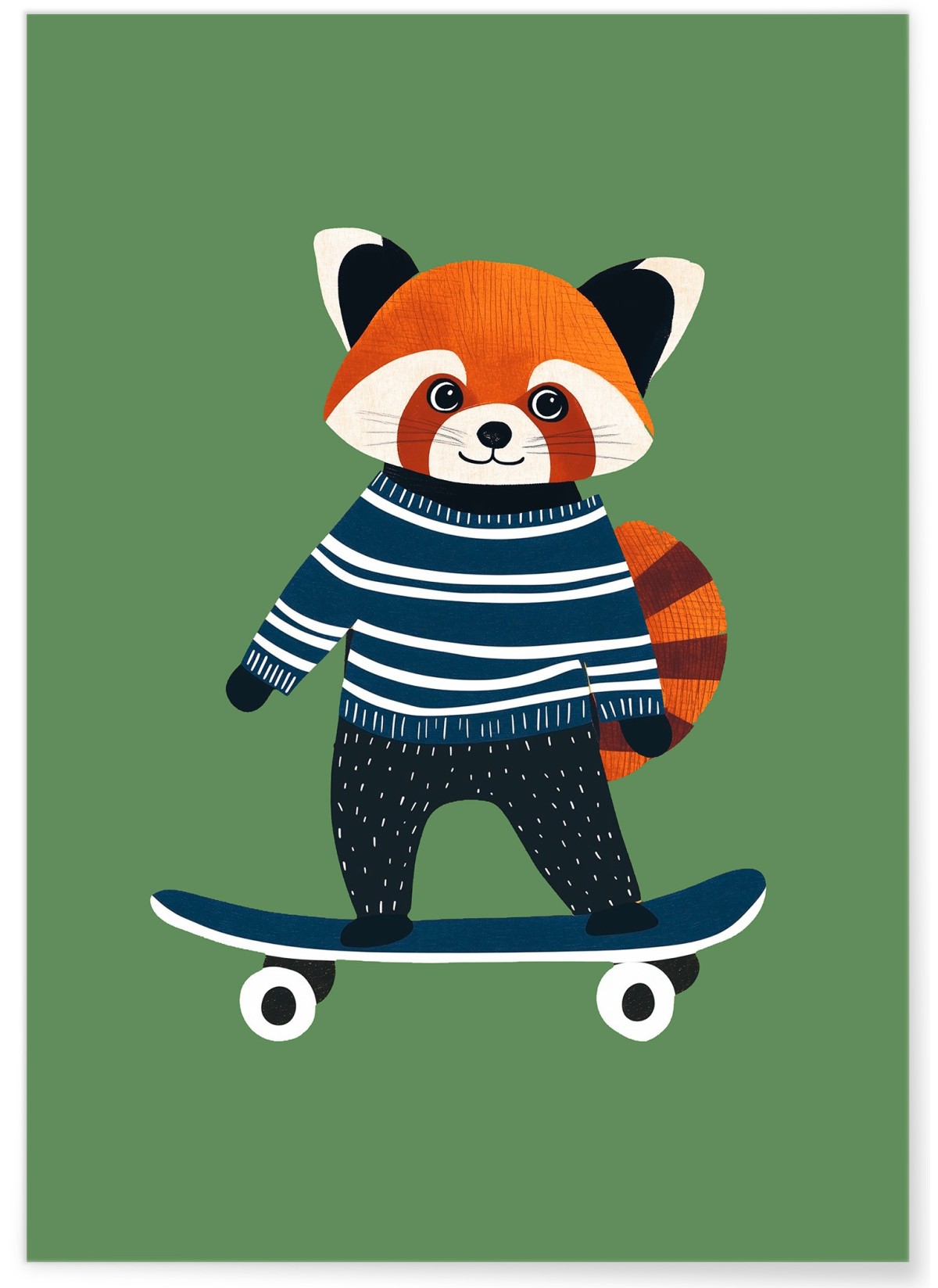 Affiche Panda roux skateur