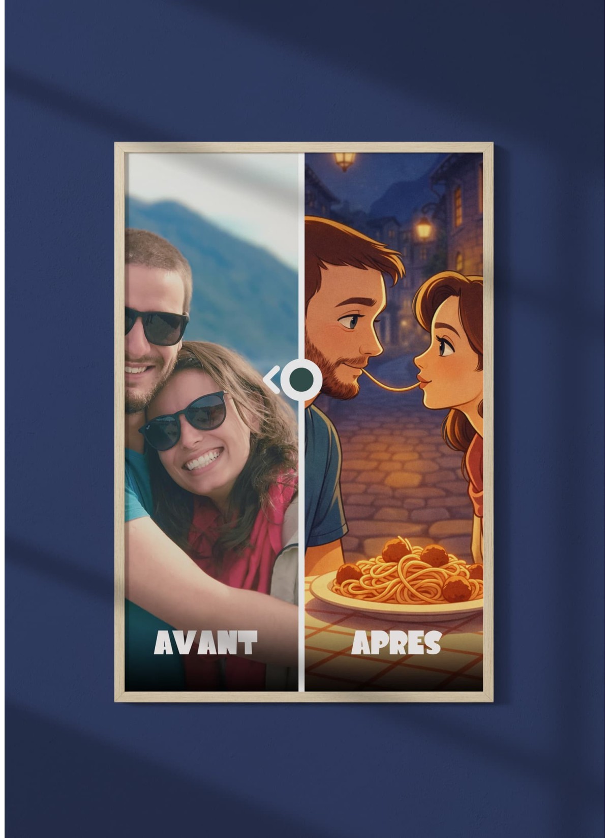 Affiche Personnalisée – Dessin Animé Couple Spaghetti