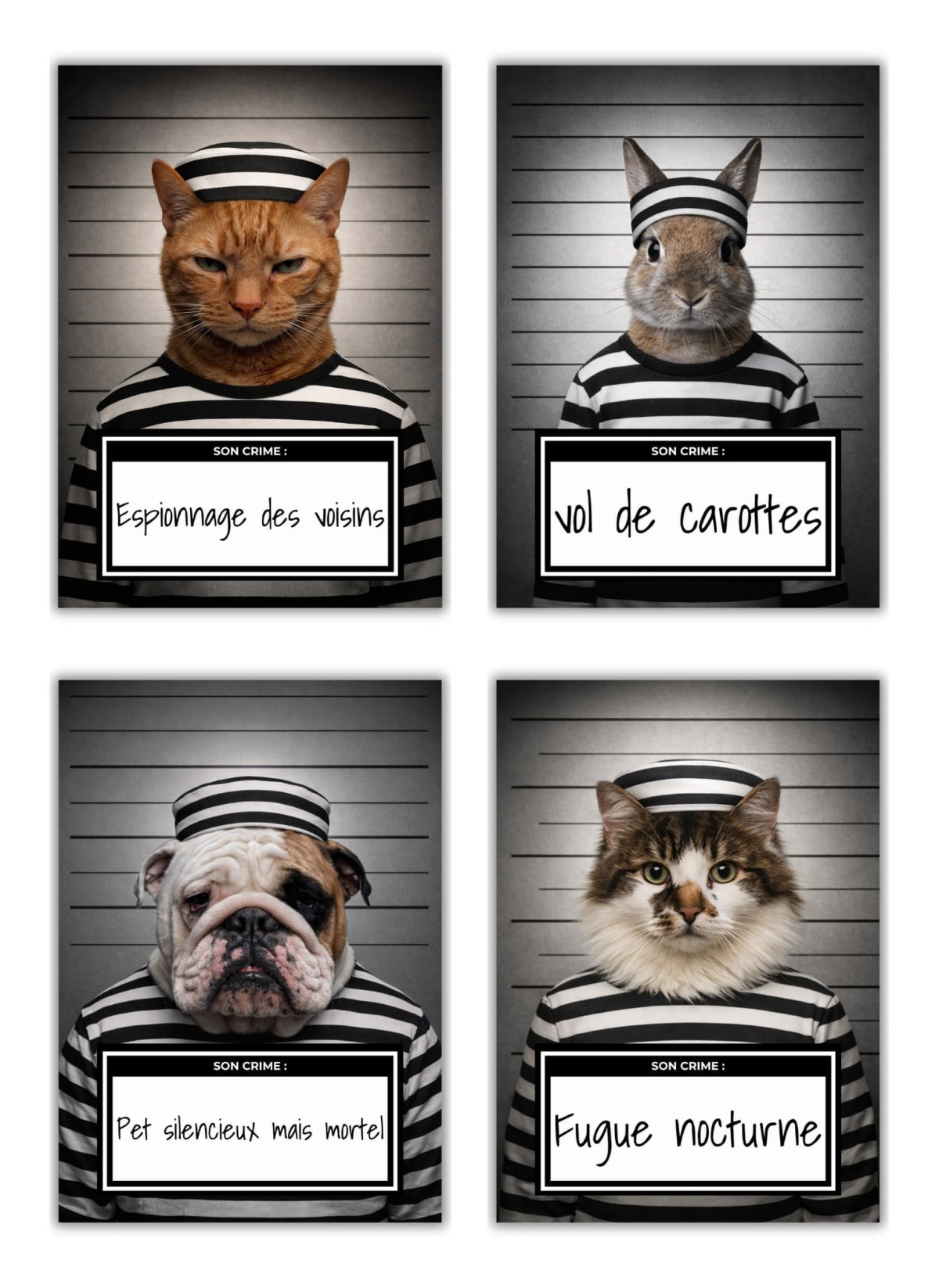 Affiche animaux style prisonnier