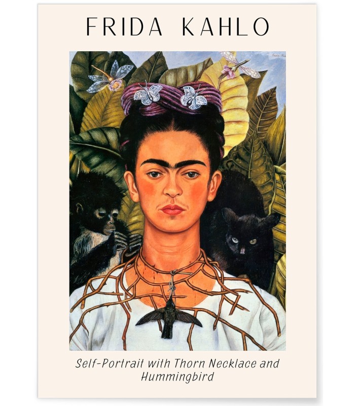Affiche Frida Kahlo « Self-Portrait with Thorn Necklace and Hummingbird »