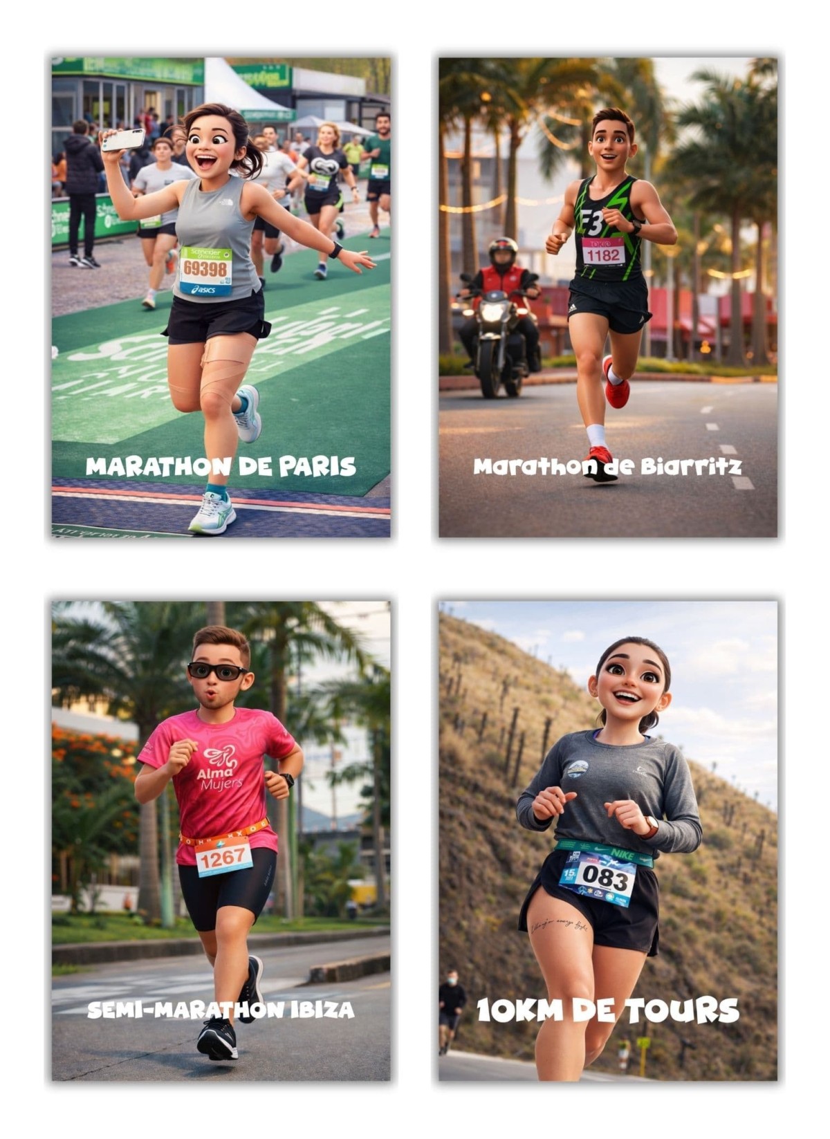 Affiche Running - Style Film d'Animation 3D Personnalisée