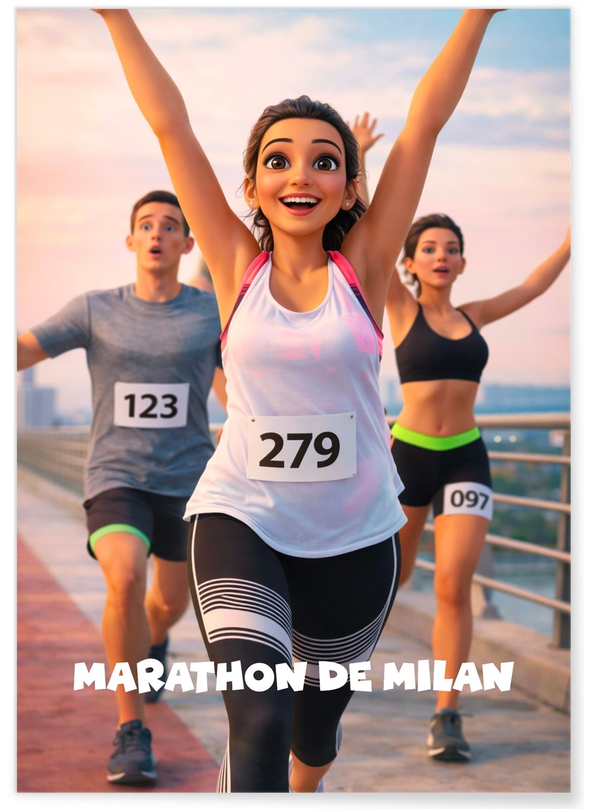Affiche Running - Style Film d'Animation 3D Personnalisée