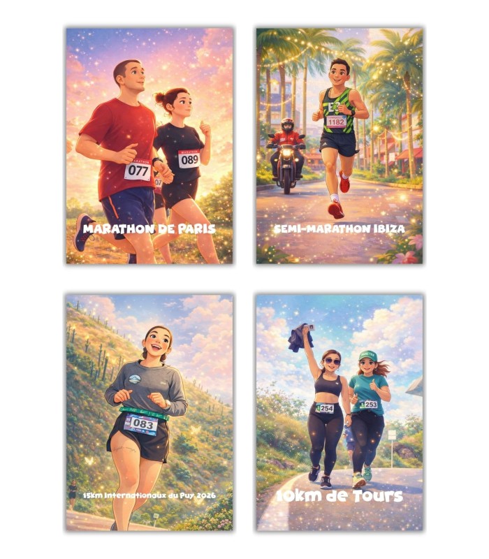 Affiche Running - Style Film d'Animation Personnalisée 2
