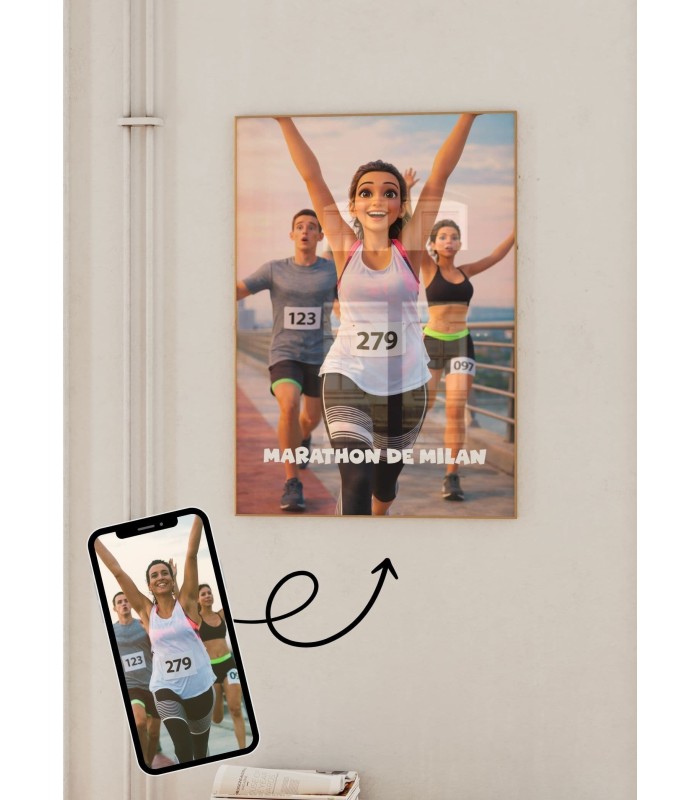 Affiche Running - Style Film d'Animation 3D Personnalisée