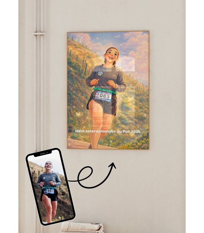 Affiche Running - Style Film d'Animation Personnalisée 2