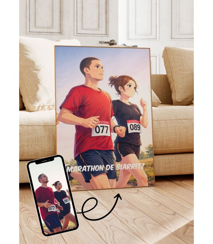 Affiche Running - Style Manga Personnalisée