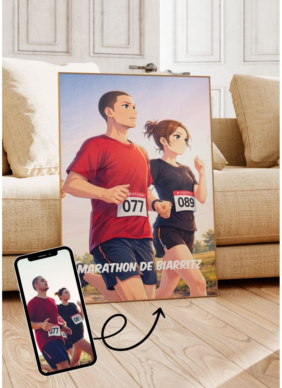Affiche Running - Style Manga Personnalisée