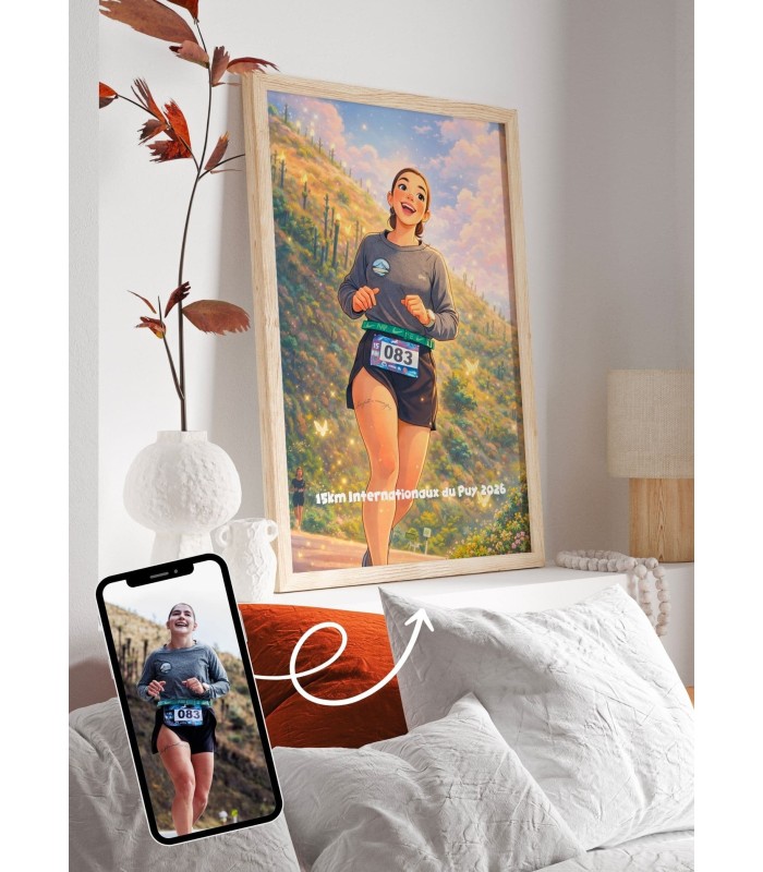 Affiche Running - Style Film d'Animation Personnalisée 2