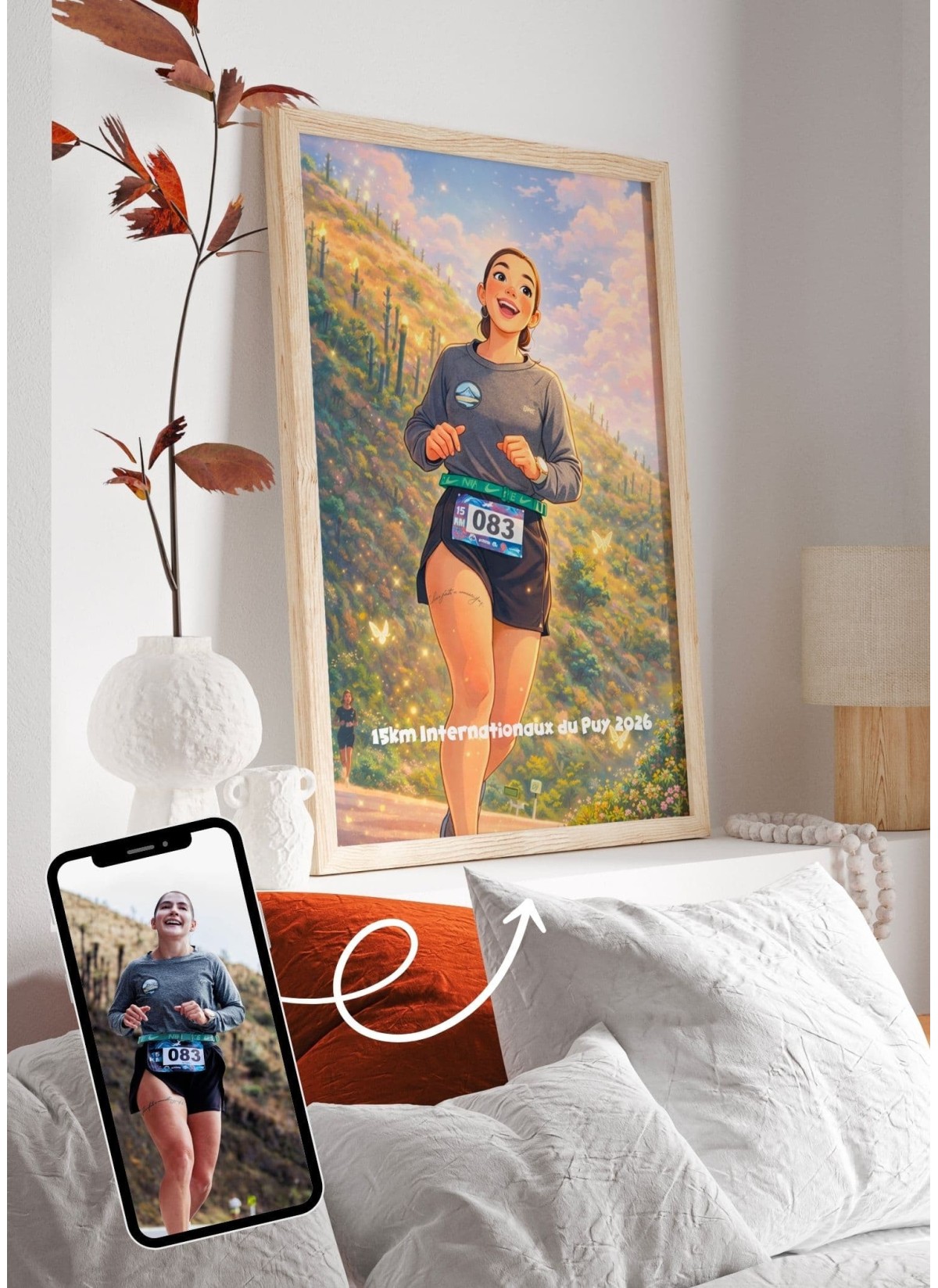 Affiche Running - Style Film d'Animation Personnalisée 2