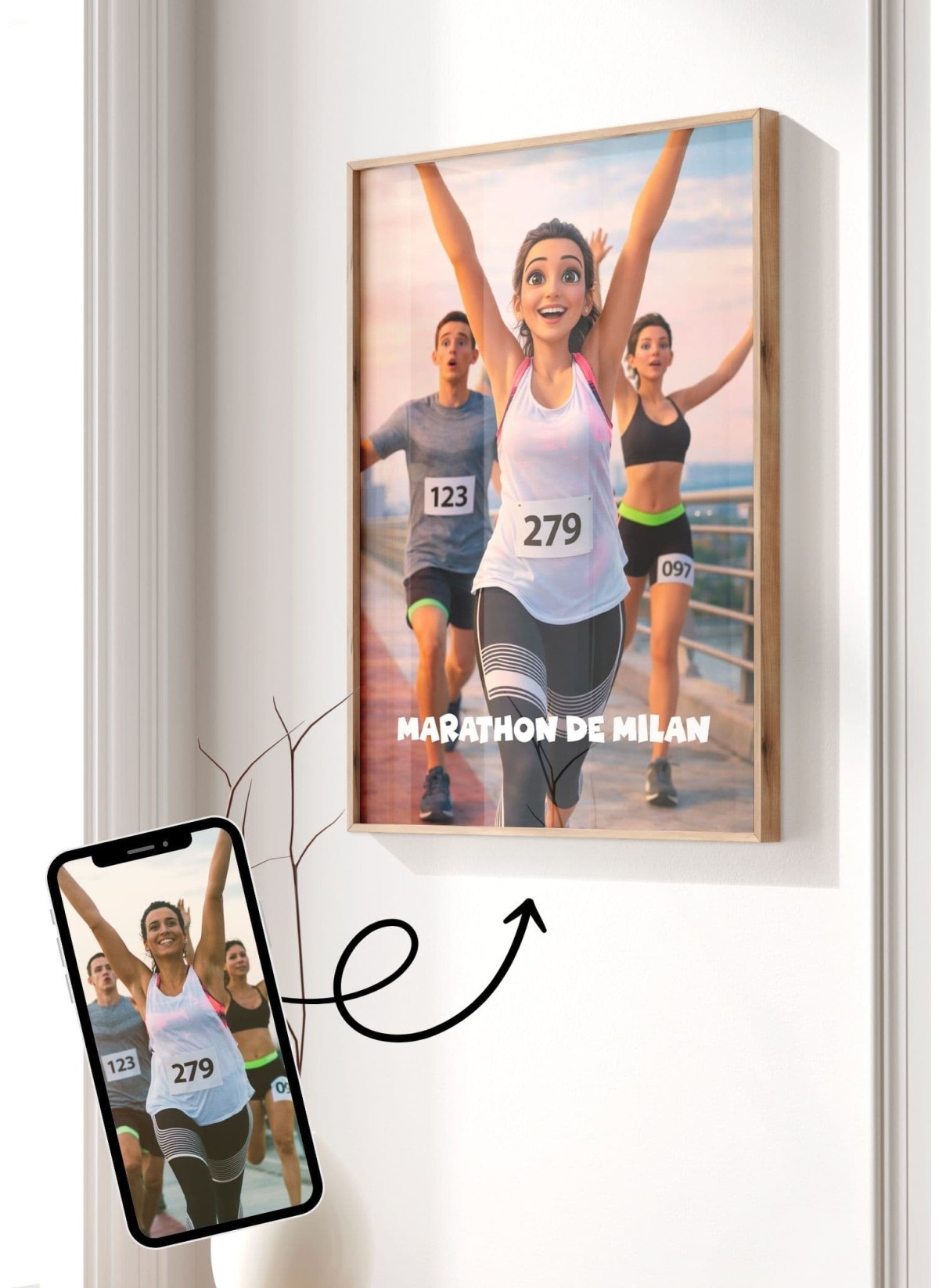 Affiche Running - Style Film d'Animation 3D Personnalisée