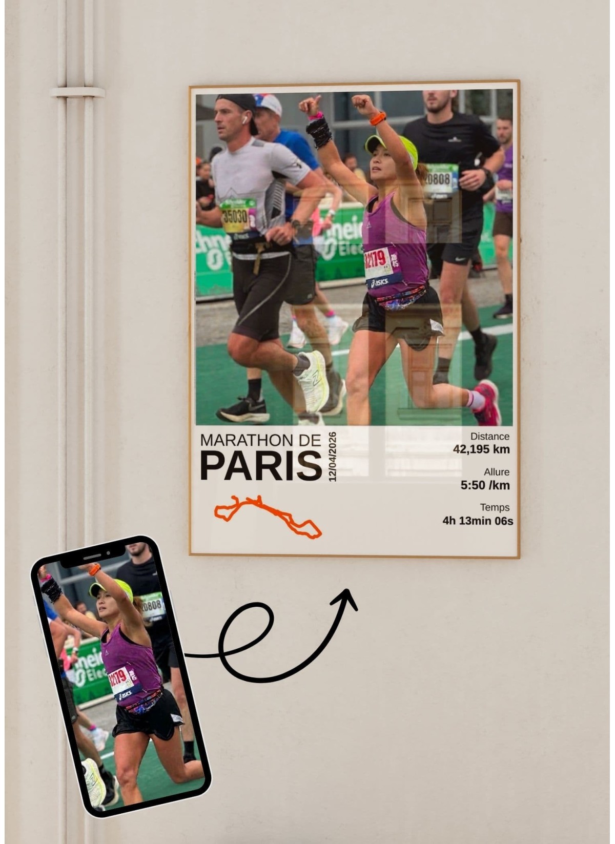 Affiche personnalisée Marathon de Paris