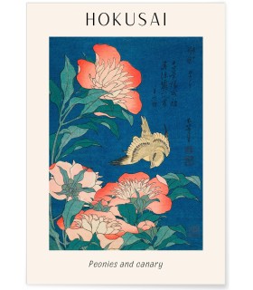 Affiche Hokusai "Peonies and Canary"