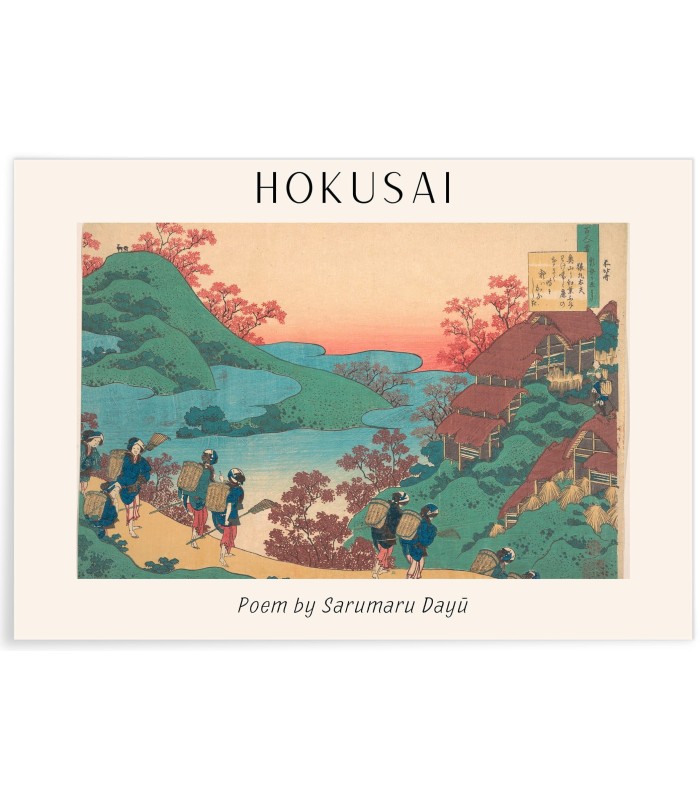 Affiche Hokusai "Poem by Sarumaru Dayū"