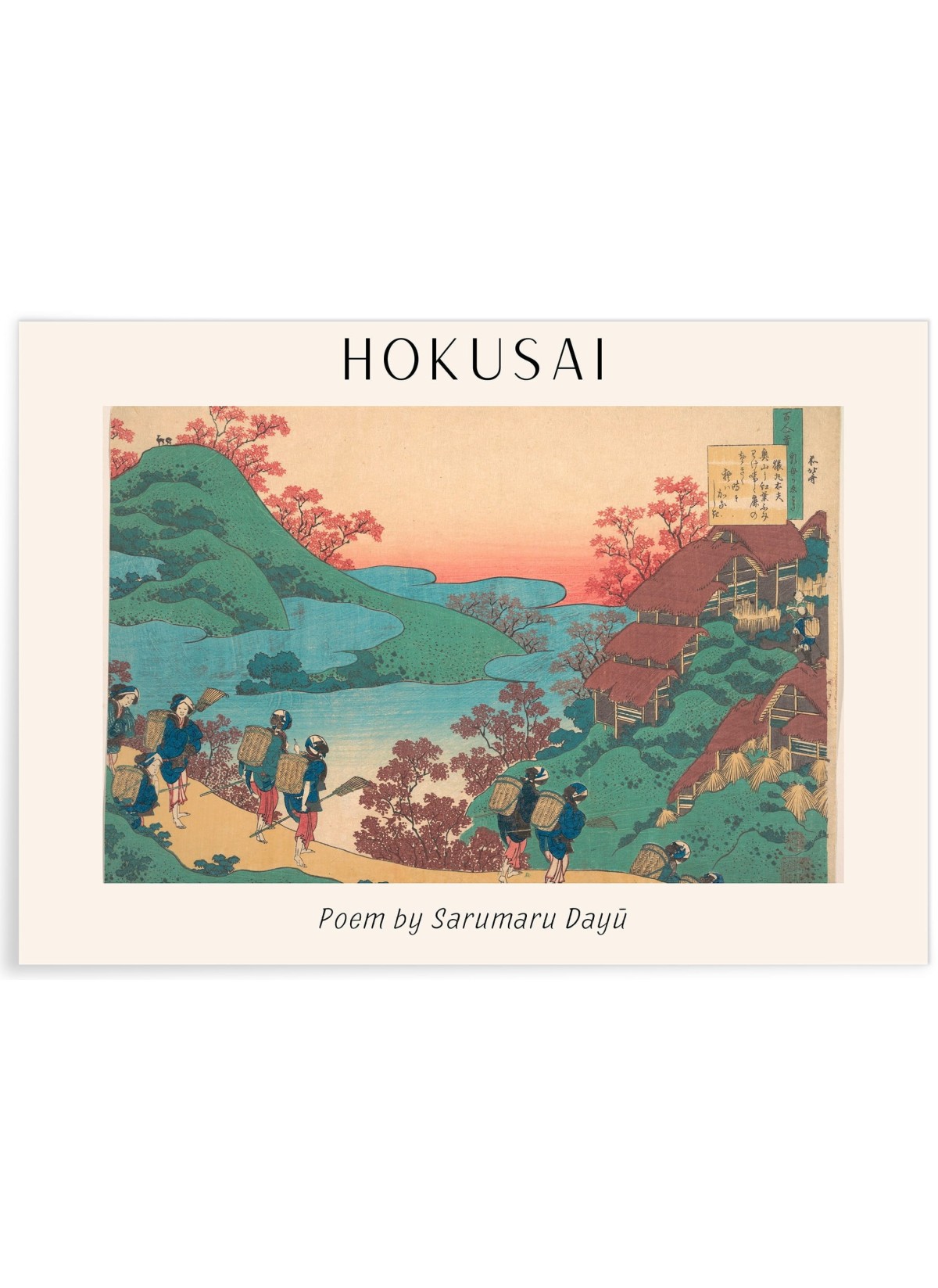 Affiche Hokusai "Poem by Sarumaru Dayū"