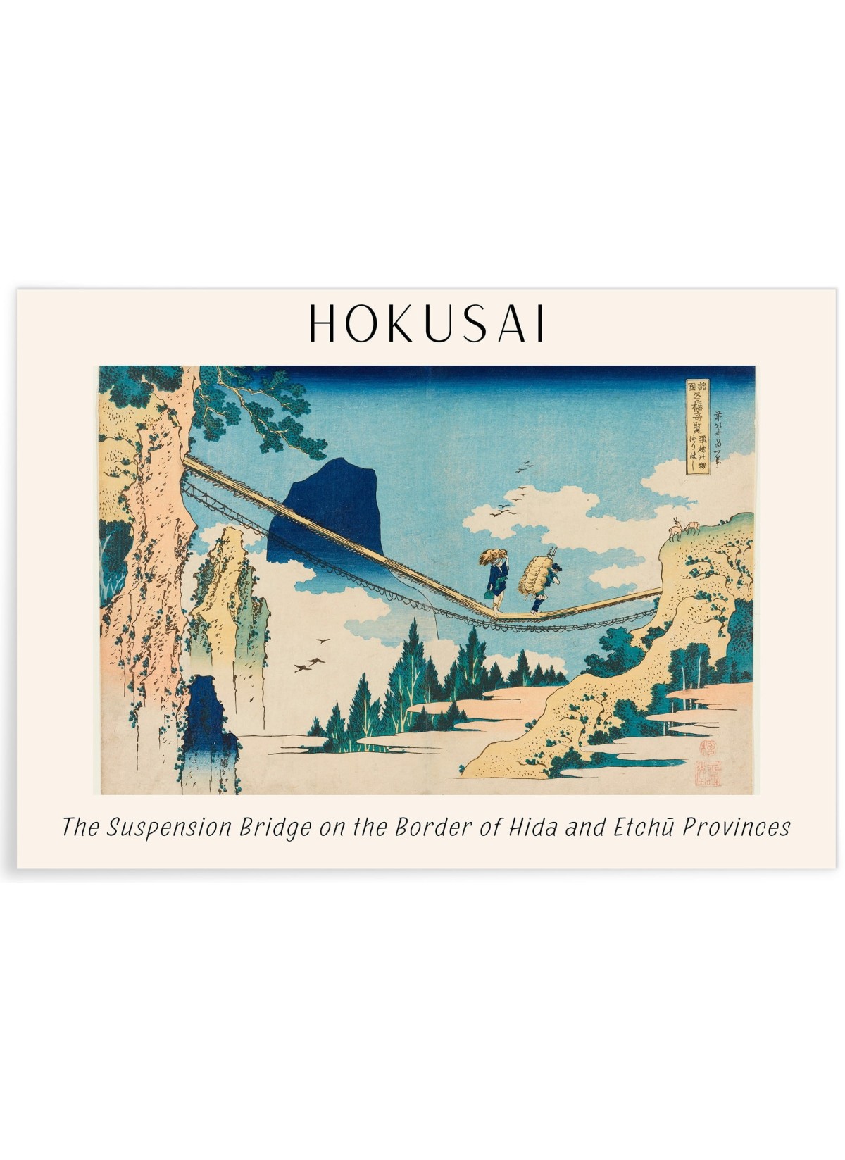 Affiche Hokusai "The Suspension Bridge on the Border of Hida and Etchū Provinces"