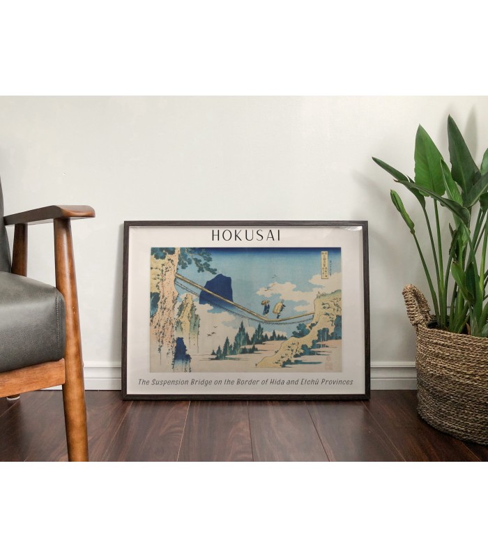 Affiche Hokusai "The Suspension Bridge on the Border of Hida and Etchū Provinces"
