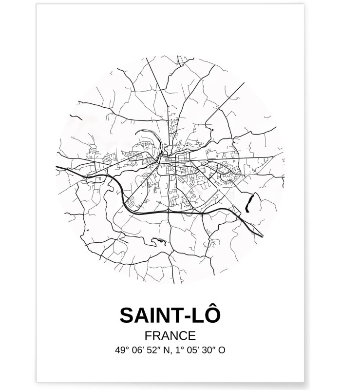 Affiche Carte Saint-Lô