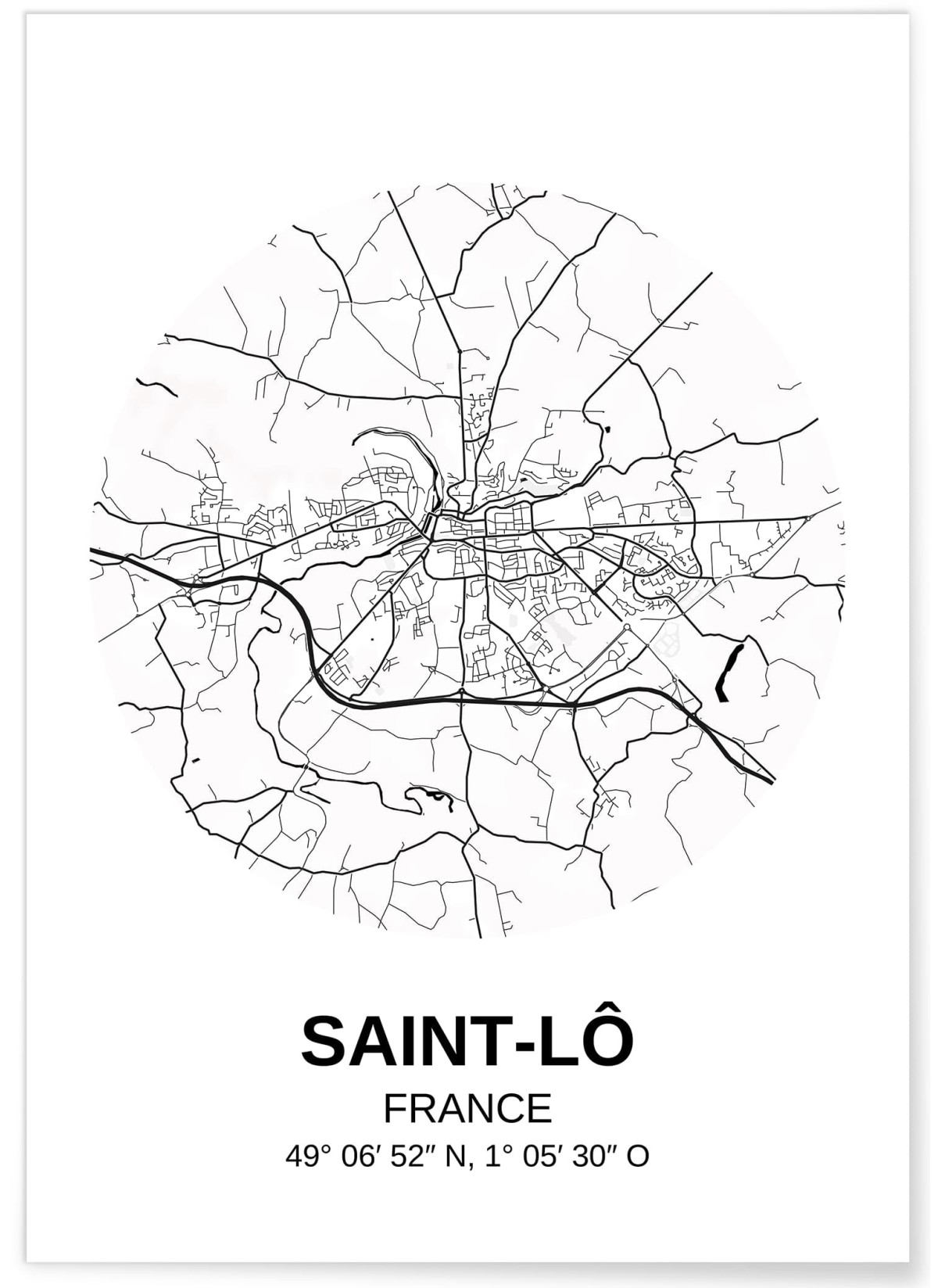 Affiche Carte Saint-Lô