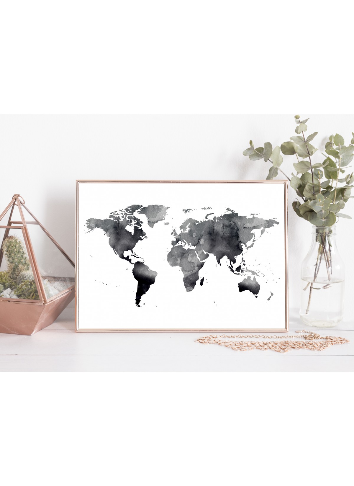 Poster Carte du monde noire