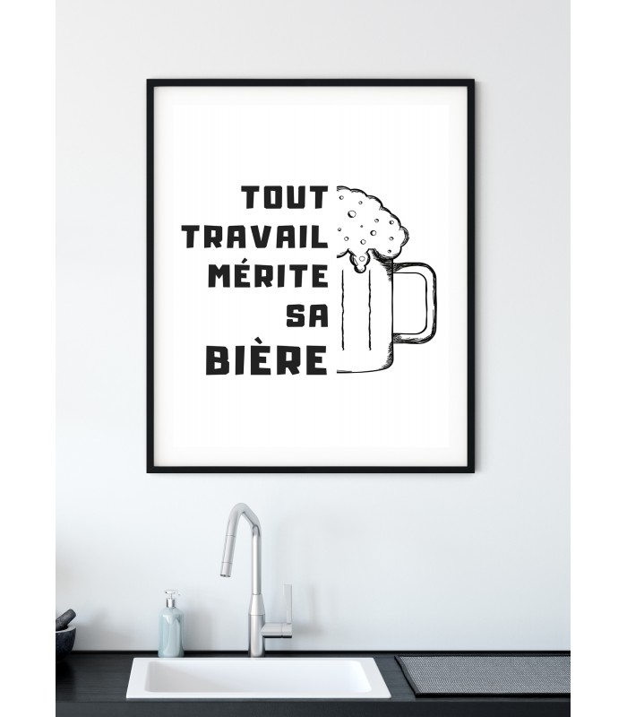 Affiche "Tout travail mérite sa bière"