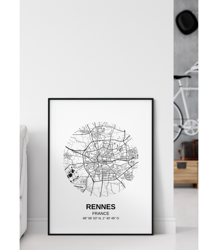 Affiche Carte Rennes