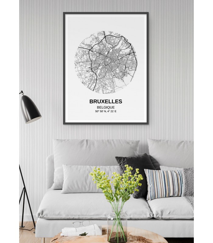 Affiche Carte Bruxelles