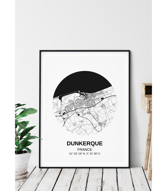 Affiche Carte Dunkerque