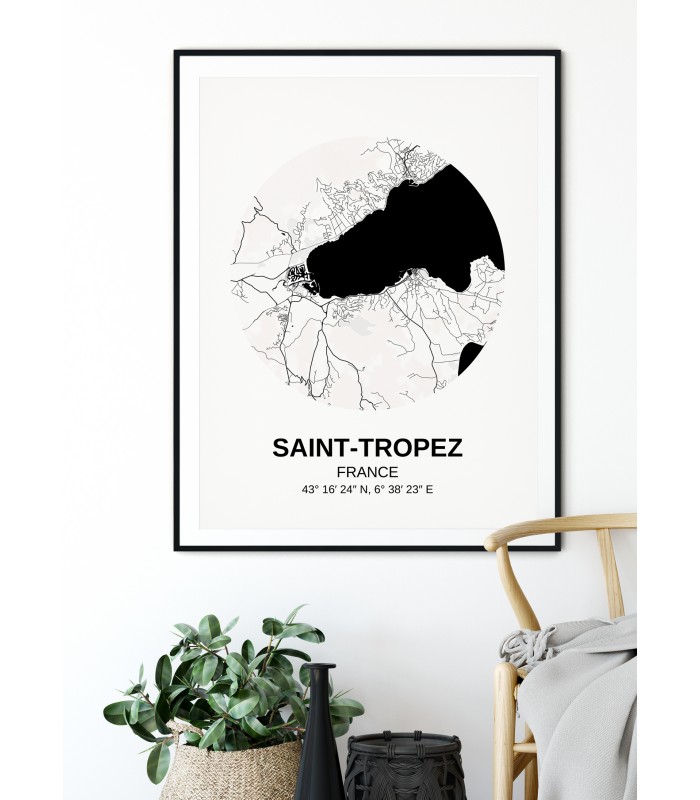 Affiche carte Saint-Tropez