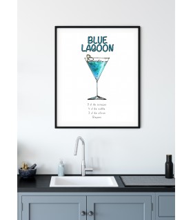 Affiche Cocktail Blue Lagoon
