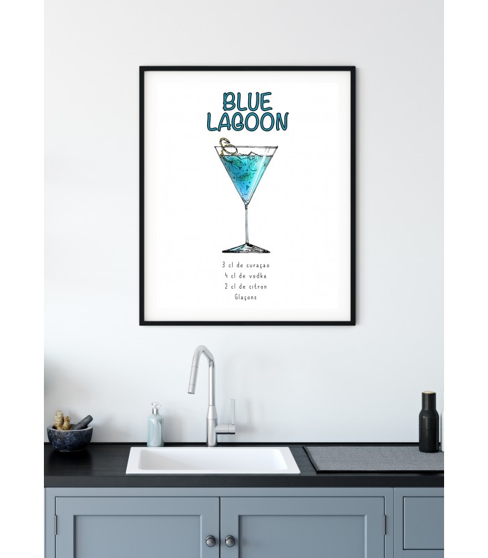 Affiche Cocktail Blue Lagoon