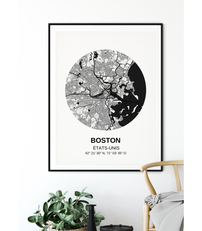 Affiche Carte Boston