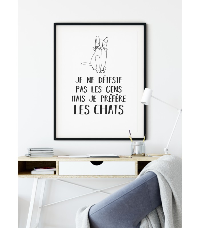 Affiche "Je préfère les chats..."