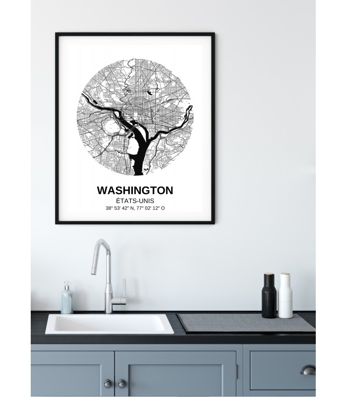 Affiche Carte Washington