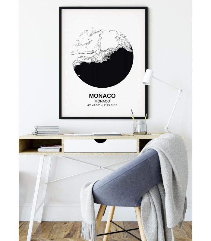 Affiche Carte Monaco