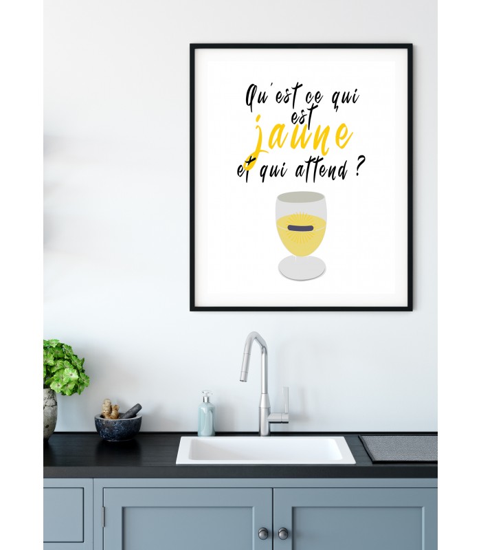 Affiche "Qu'est ce qui est jaune et qui attend ?"