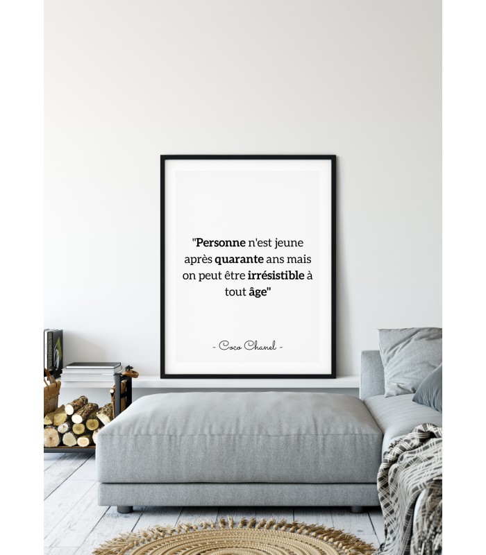 Affiche Citation Coco Chanel : "Personne n'est jeune"