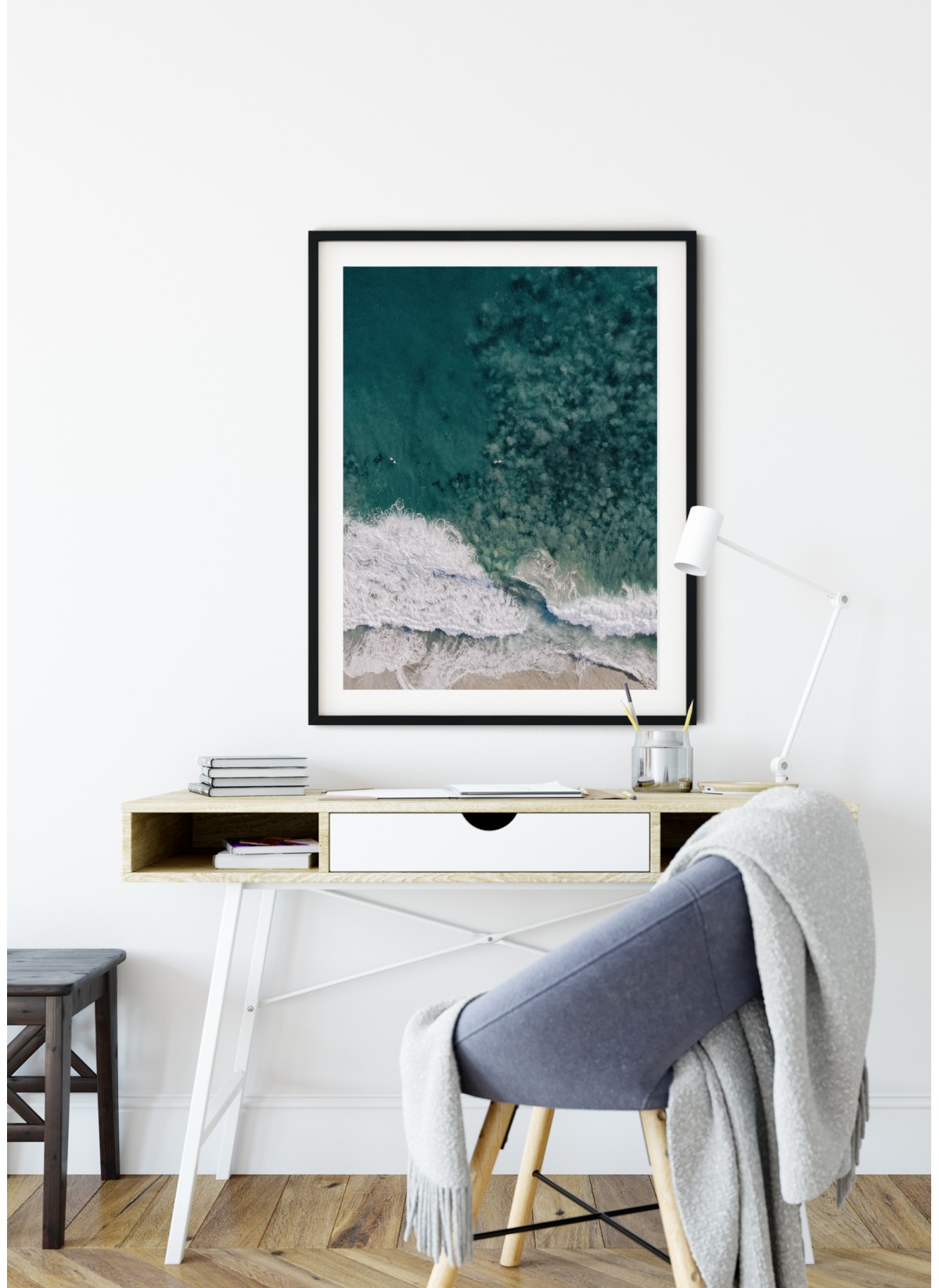 Affiche Plage et Surfeurs