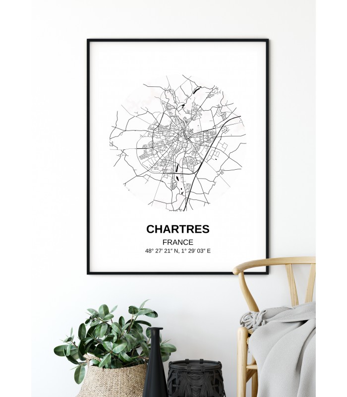 Affiche Carte Chartres