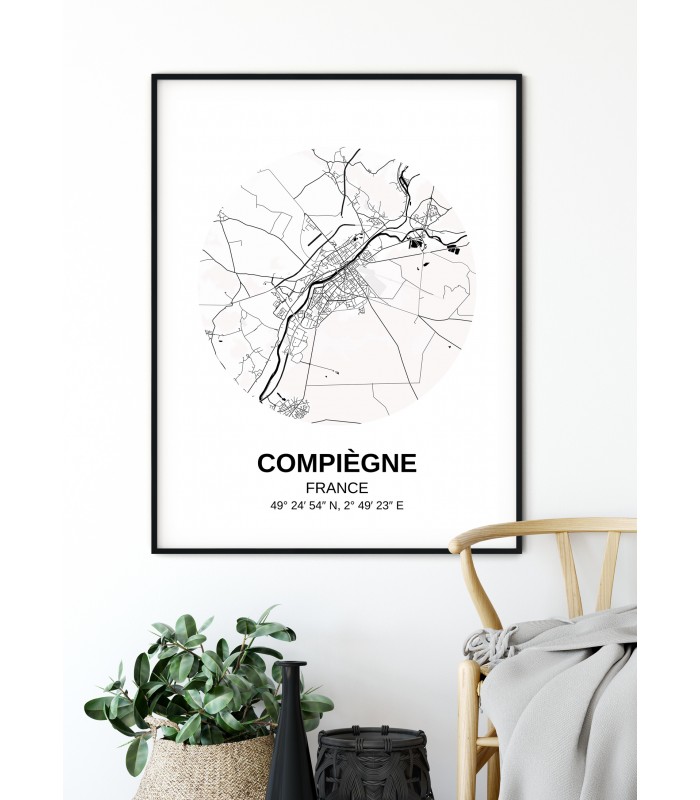 Affiche Carte Compiègne