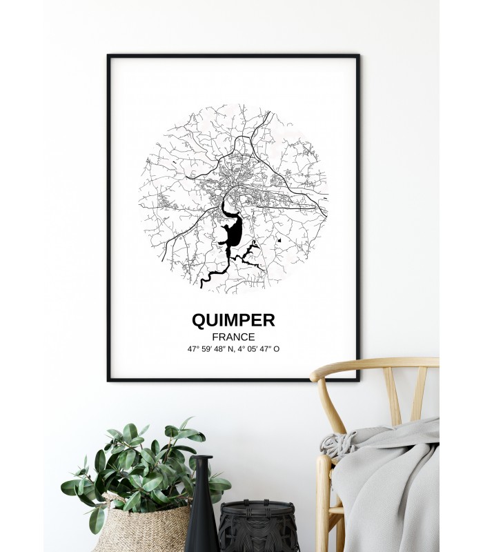 Affiche Carte Quimper