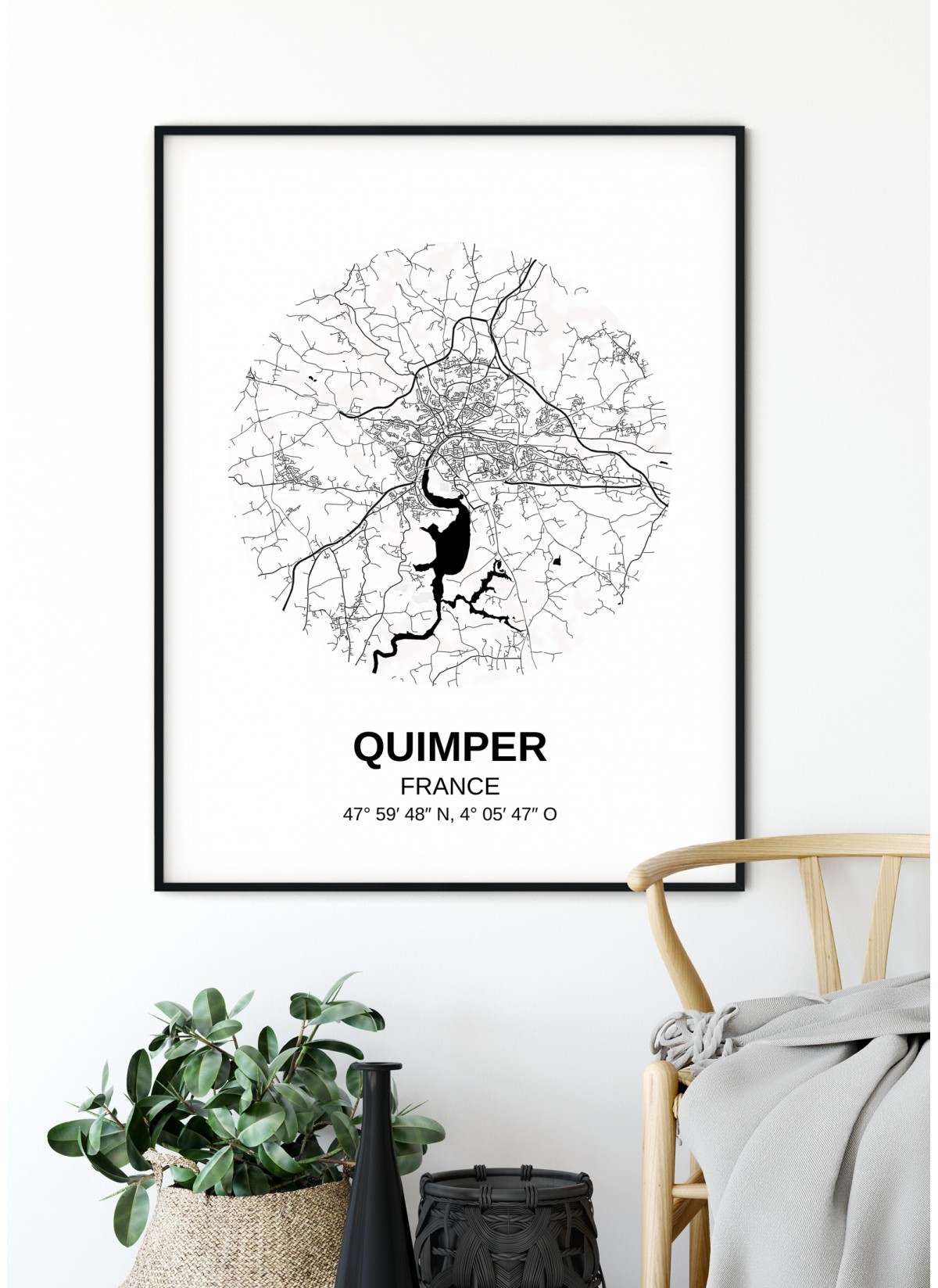 Impression dArt Plan de ville Affiche Quimper France Minimalist Map Poster de Quimper City Map Création originale handmade 