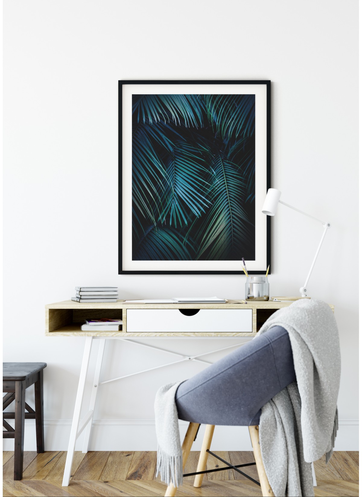 Affiche Feuilles de palmier tropical verte