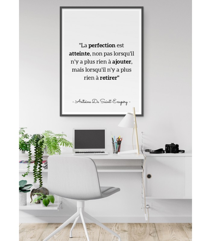 Affiche Antoine Saint-Exupéry : "La perfection est atteinte..."