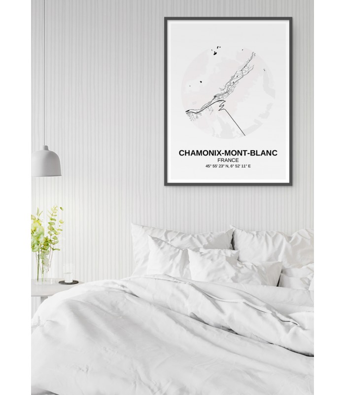 Affiche Carte Chamonix-Mont-Blanc