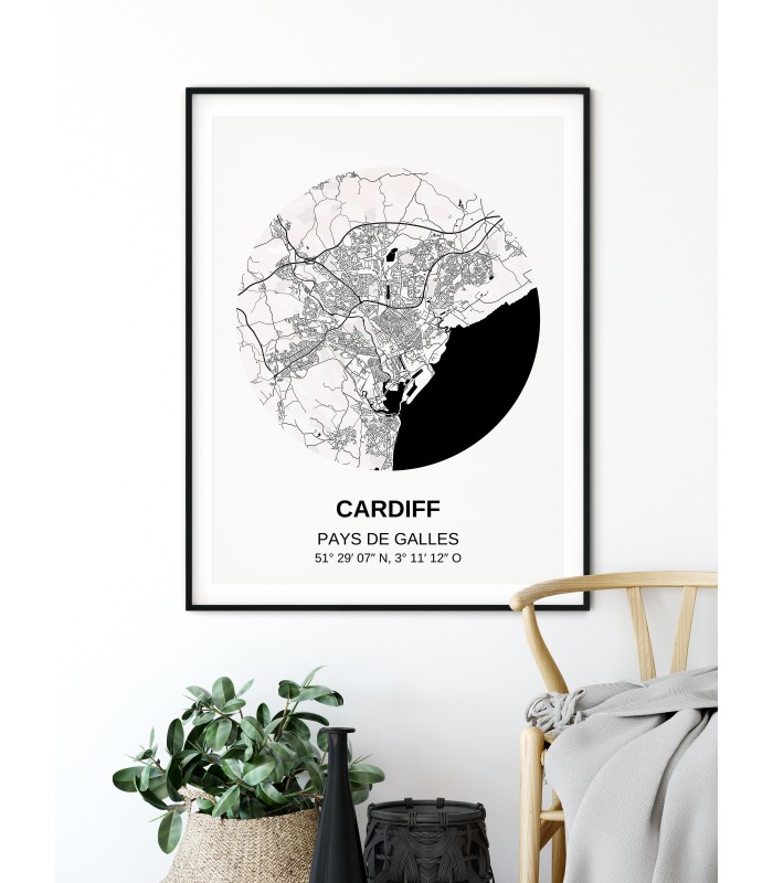 Affiche Carte Cardiff