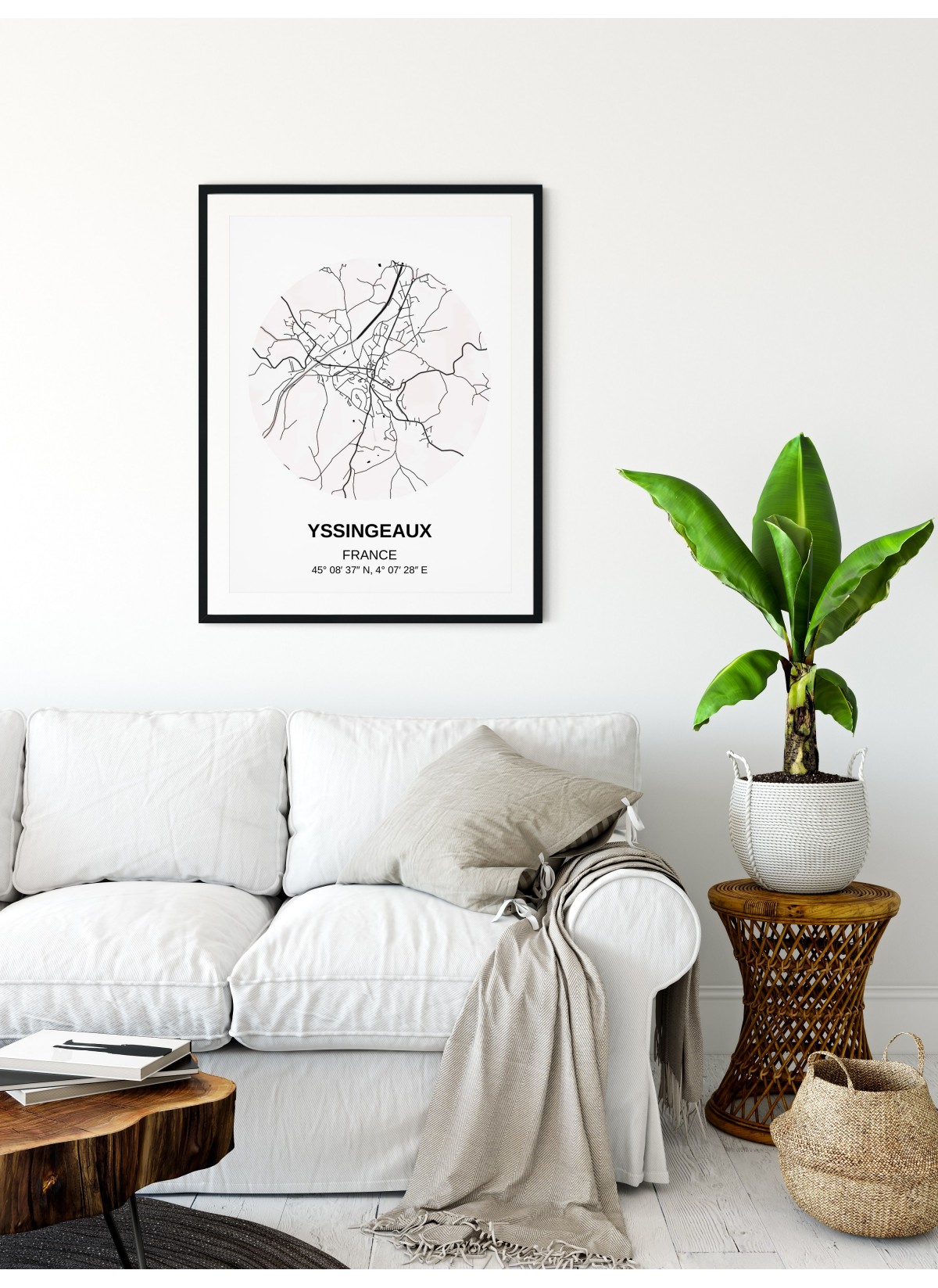 Carte Yssingeaux, Affiche Ville à afficher dans le salon | L’Afficherie