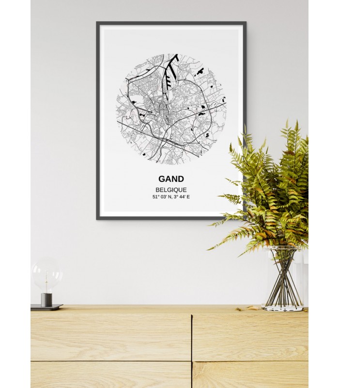 Affiche Carte Gand